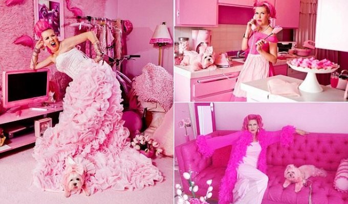 Женщина в розовом потратила на свою страсть миллион долларов! (13 фото)