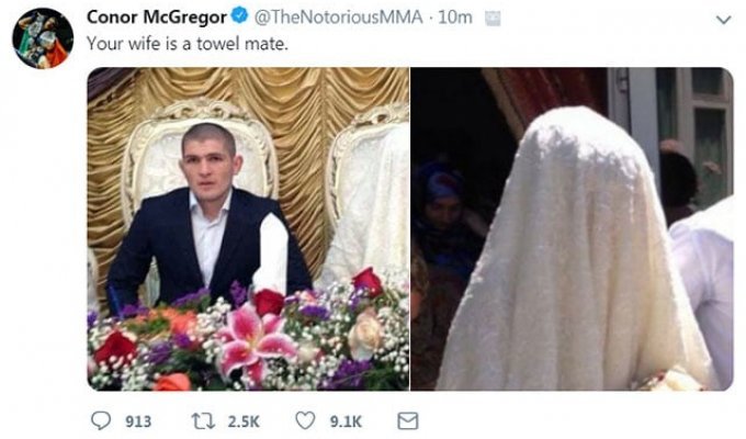 "Твоя жена - полотенце": Конор Макгрегор оскорбил супругу Хабиба Нурмагомедова (3 фото)