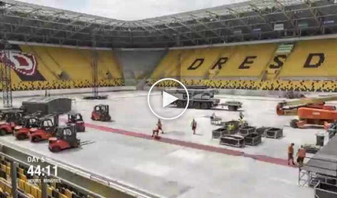 Rammstein. Подготовка стадиона к концерту в режиме ускоренной съемки