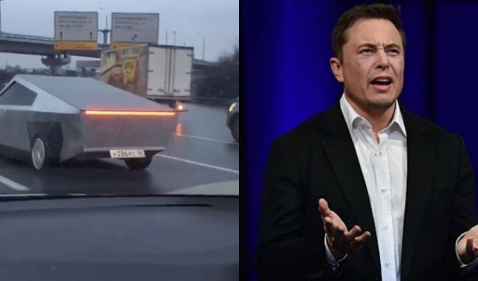 На дороге в Химках увидели российскую версию Tesla Cybertruck (4 фото)