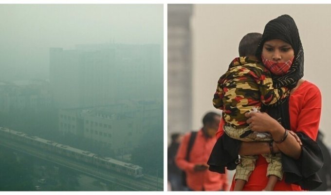 Нью-Дели задыхается от ядовитого смога (13 фото + 1 видео)