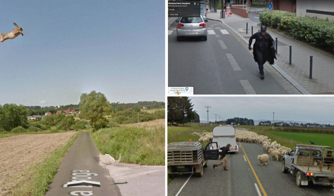 30 забавных и нелепых сцен, попавших на камеры Google Street View (31 фото)