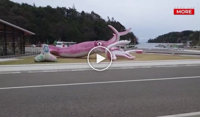 Чиновники японского городка Ното потратили выплаты за COVID-19 на статую гигантского кальмара