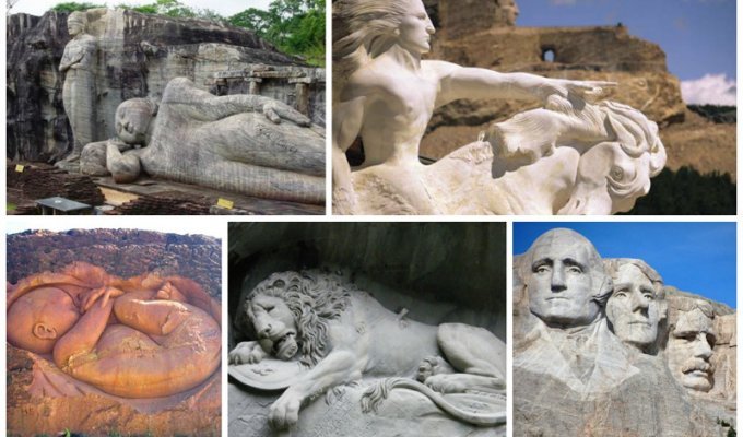 Поразительные гигантские скульптуры в скалах (25 фото)