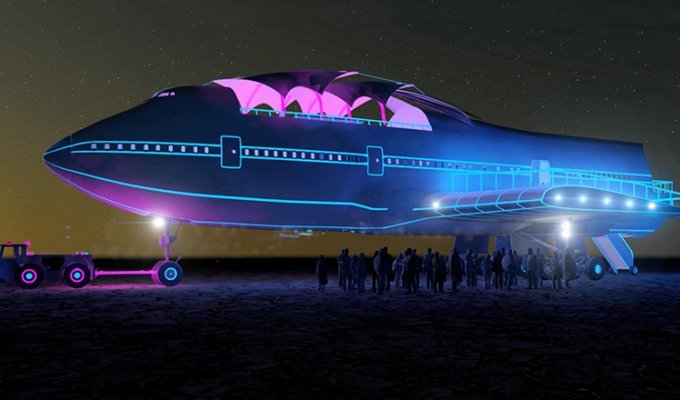 Гигантский Boeing 747 превратился в крупнейший передвижной арт-объект в истории Burning Man (15 фото)