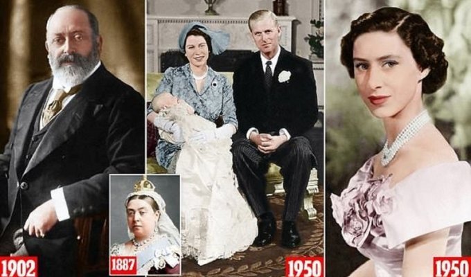 История британской королевской семьи в цветных фотографиях (15 фото)