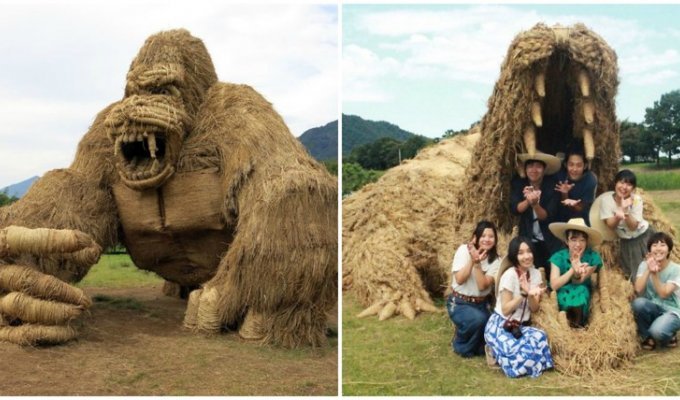 Гигантские животные из соломы с фестиваля Wara Art в Японии (14 фото + 1 видео)