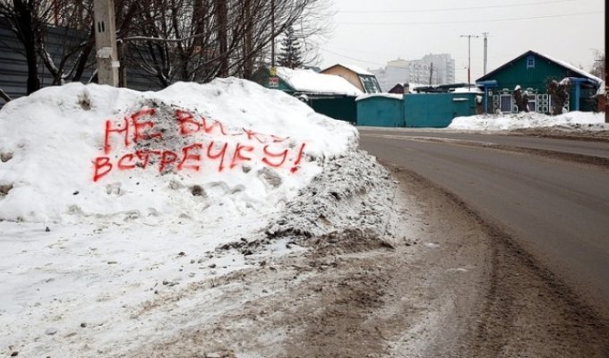 Жители Омска мотивируют мэрию вывозить снег (5 фото)