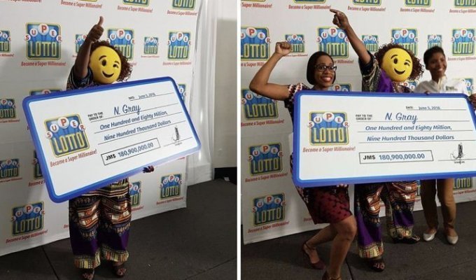 Победительница ямайской лотереи пришла за выигрышем в маске (5 фото)