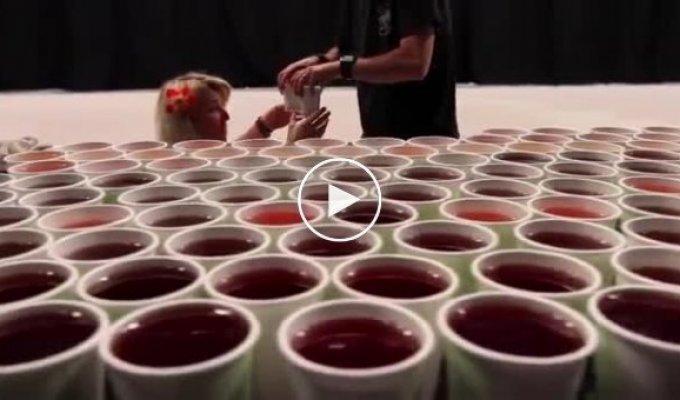 Канадский художник заполнил 66 тысяч стаканчиков дождевой водой с краской