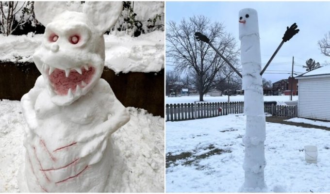Снеговики, которых слепили очень оригинальные люди (16 фото)