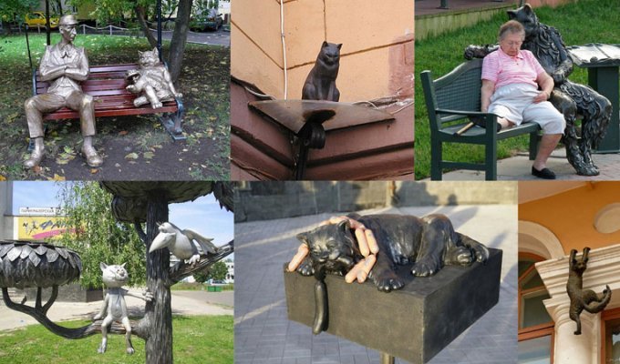 Скульптуры и памятники кошкам (34 фото)