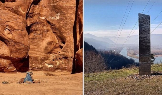 Загадочный столб убрали из американской пустыни, но похожий появился в Румынии (12 фото)