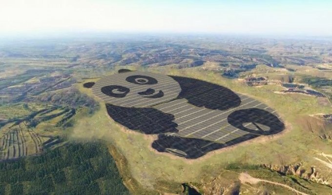 В Китае построили первую в мире солнечную электростанцию в форме панды (2 фото)