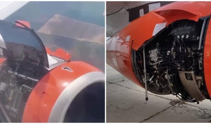 Самолёт Superjet 100 в полёте потерял часть обшивки (4 фото + 1 видео)