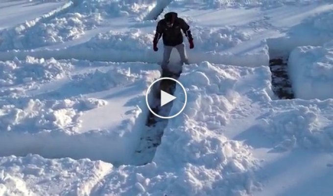 Хозяева сделали для собаки снежный лабиринт, чтобы ей было где развлечься