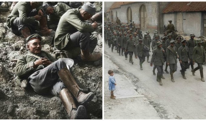 Немецкие военнопленные: фотографии времен Первой мировой в цвете (10 фото)