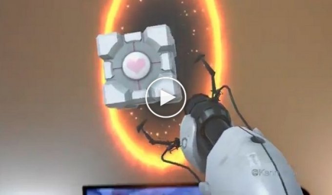 Пушка из игры Portal для очков смешанной реальности