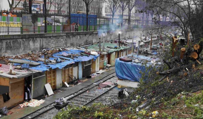 Цыганский лагерь в Париже (8 фото)
