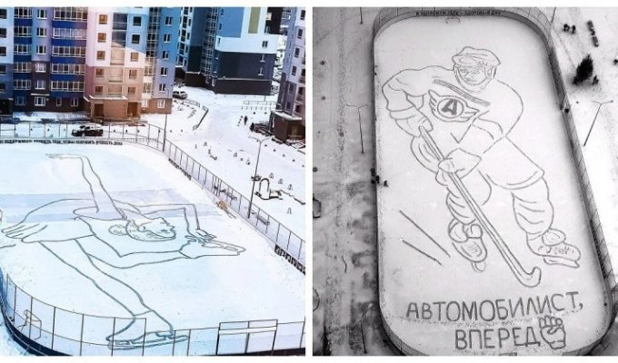 Вместо кисти - лопата: житель Екатеринбурга создает картины на снегу (11 фото)