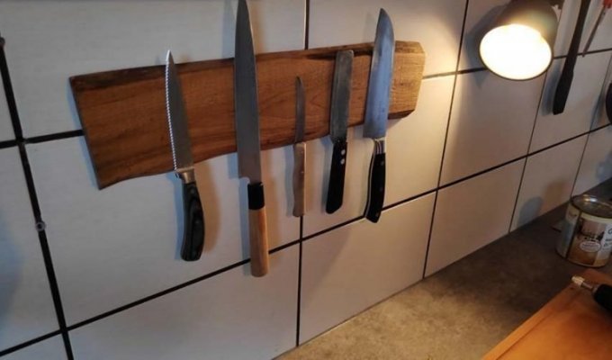 Делаем магнитную доску для кухонных ножей своими руками (12 фото)
