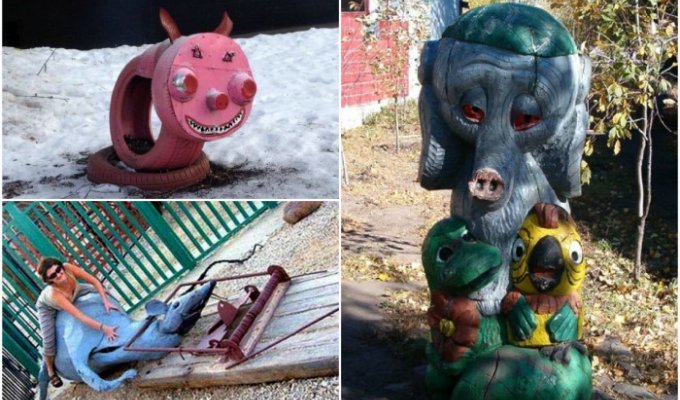 18 странных скульптур на детских площадках, которые невозможно забыть (19 фото)
