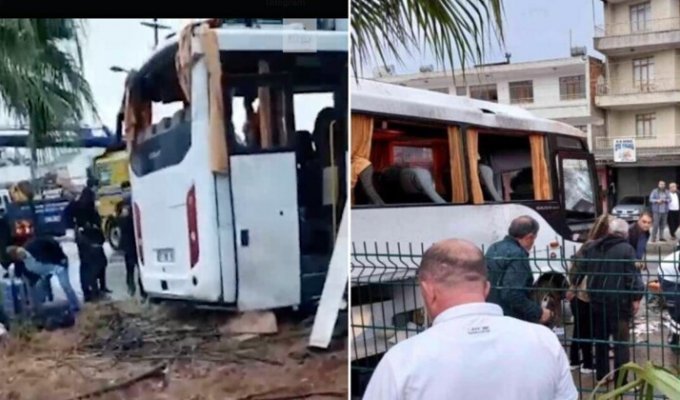 Автобус с туристами перевернулся в Анталии. Пострадали 9 российских туристов (5 фото + 2 видео)
