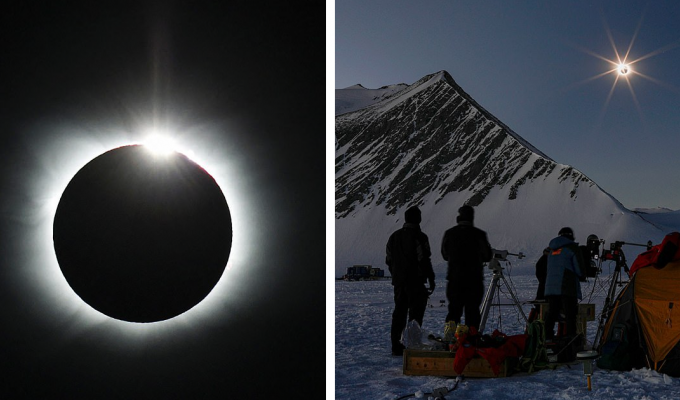Потрясающие кадры полного солнечного затмения над Антарктидой (9 фото + 3 видео)