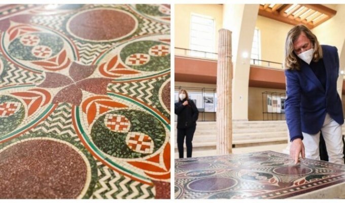 Удивительная история мозаики из плавучего "Дворца удовольствий" Калигулы (5 фото)