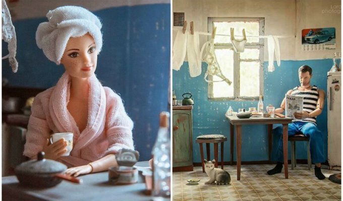 Как бы выглядела жизнь Барби и Кена в советской коммуналке (15 фото)