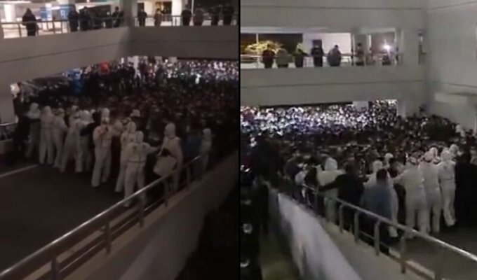 В шанхайском аэропорту началась давка и паника из-за зараженного COVID-19 (3 фото + 1 видео)