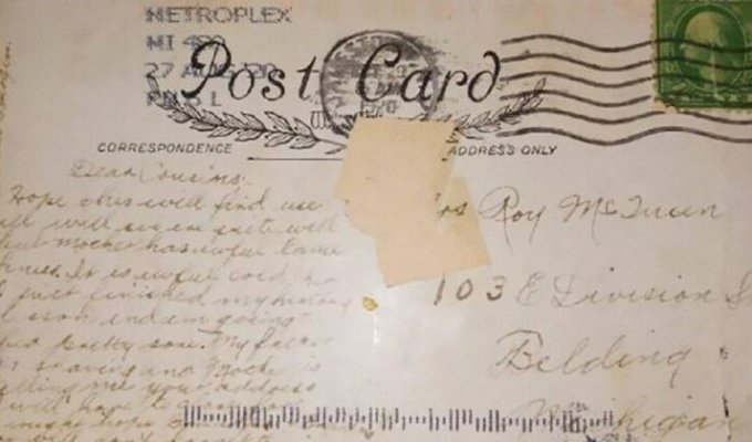 Американка получила открытку, отправленную 100 лет назад (6 фото)