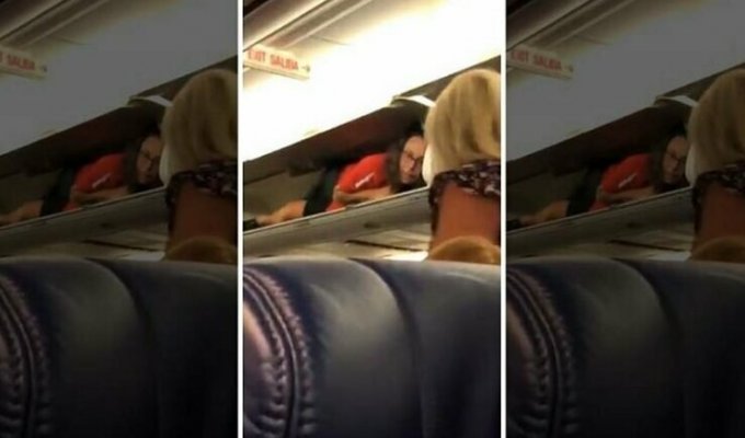 «Решила пошутить»: стюардесса спряталась на багажной полке перед вылетом (3 фото + 1 видео)