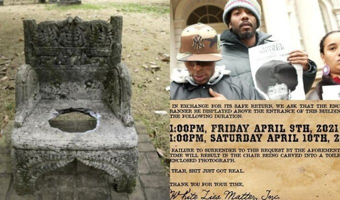 Черные активисты украли памятник президенту Конфедерации и угрожают превратить его в уличный туалет (7 фото)