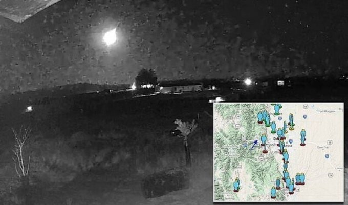 Момент падения яркого метеора в Колорадо попал на камеры видеонаблюдения (5 фото + 2 видео)