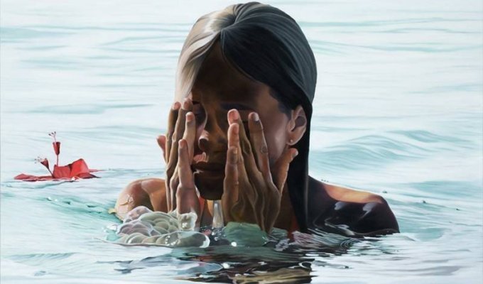 «Водный» гиперреализм в работах испанского живописца (26 фото)