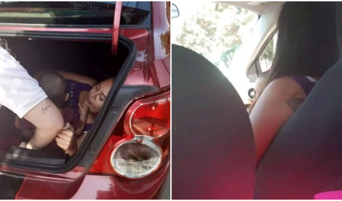 Женщина забралась в багажник вместе с ребёнком, чтобы проследить за мужем-таксистом (2 фото)