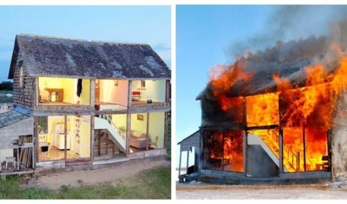 Зачем сожгли гиганский «кукольный домик» (11 фото + 2 видео)