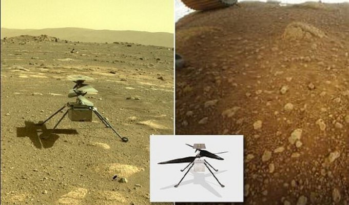 Вертолет-разведчик Ingenuity успешно пережил свою первую ночь на Марсе (6 фото + 1 видео)