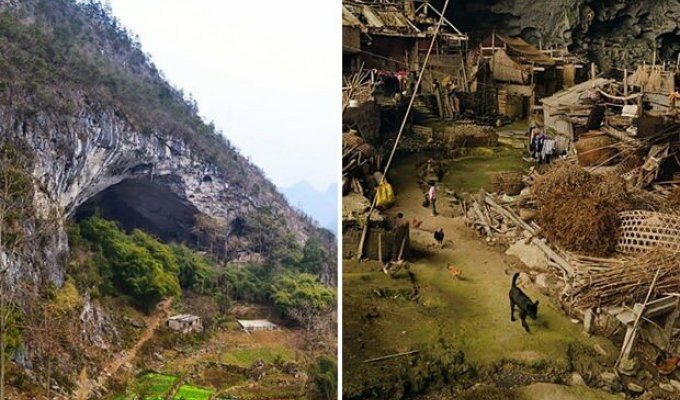Внутри китайской пещеры расположилась деревня (13 фото)