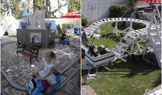 Дедушка построил для внуков целый парк во дворе (11 фото + 1 видео)