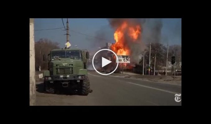 Харьков, прилет вражеского снаряда в газопровод