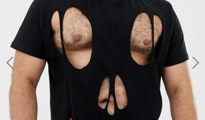 Мужская модная футболка с дырками на сосках и пупке (5 фото)