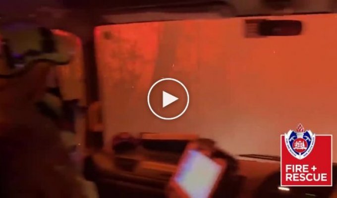 Сквозь огненный ад австралийские пожарные сняли на видео свою поездку через горящий лес
