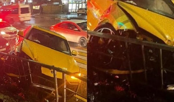 Поездка ценой в 20 миллионов: в Сочи разбили дорогой Lamborghini (4 фото + 1 видео)