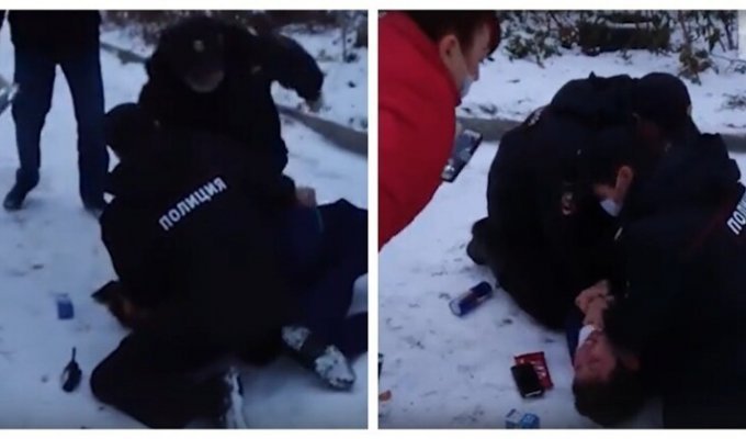 Полицейские жёстко скрутили мужчину из-за отсутствия маски (4 фото + 1 видео)