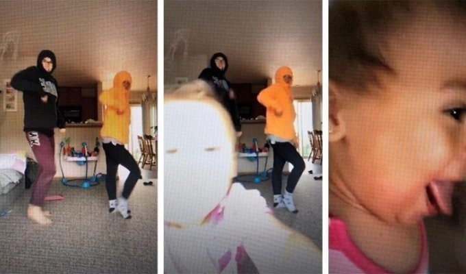 Девочка стащила телефон у мамы, когда та пыталась записать танец (4 фото + 1 видео)