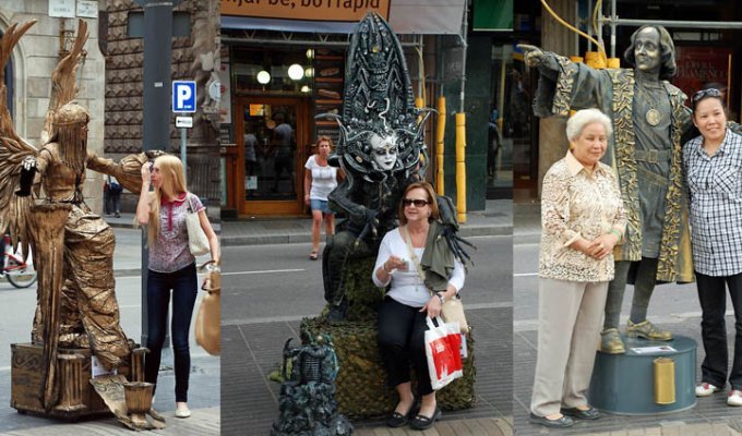Живые скульптуры и актеры Барселоны (13 фото)