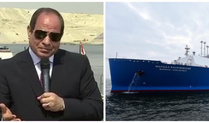 Российское судно несколько раз гудками прерывало речь президента Египта у Суэцкого канала (3 фото + 1 видео)