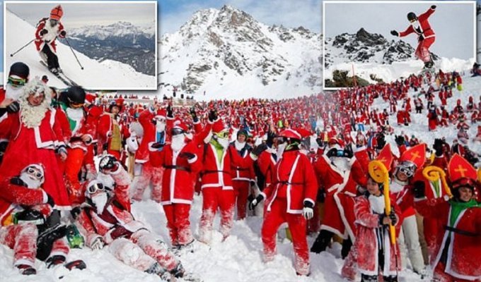Сбор Санта Клаусов состоялся в Альпах (11 фото + 1 видео)